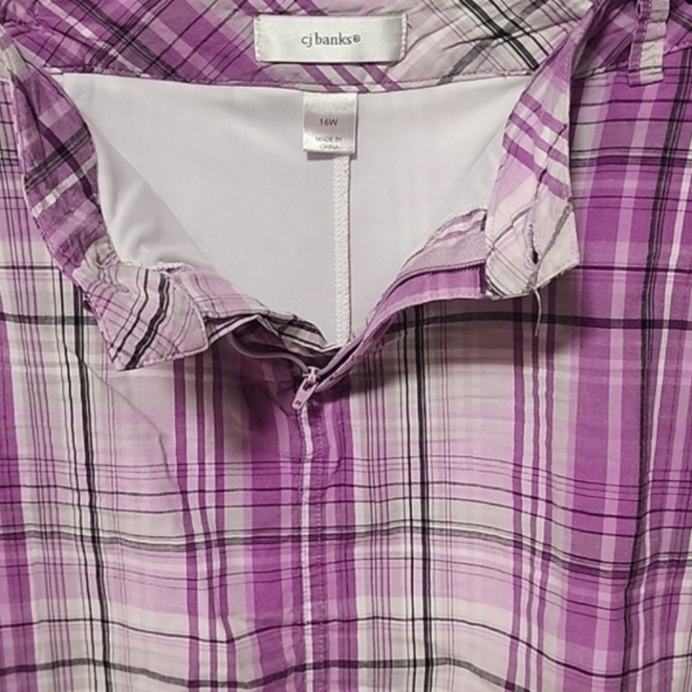 CJ BANKS Plaid Skort 16 Plus Purple White Tennis Preppy Athleisure - Picture 6 of 10